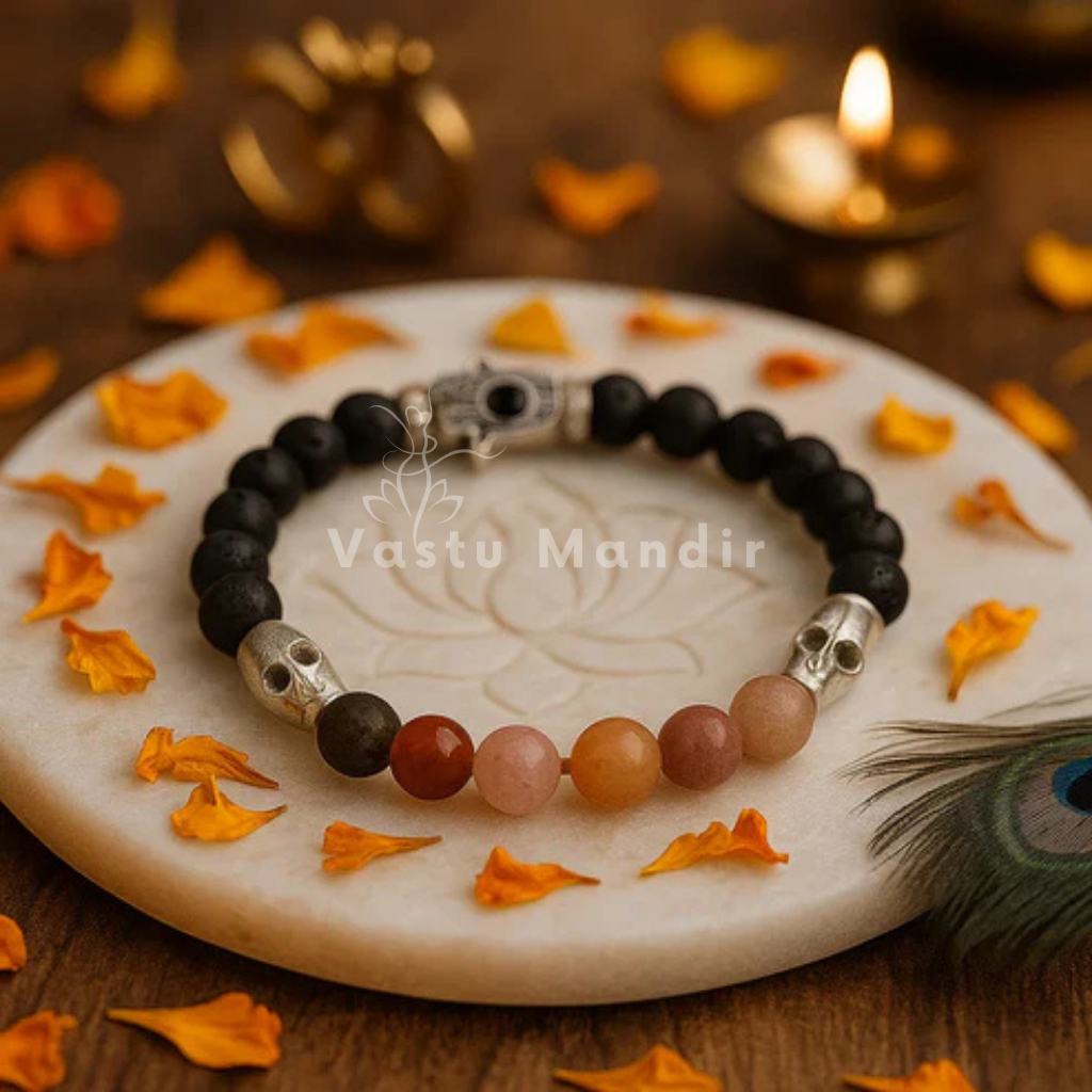 Love attraction crystal bracelet shown in a second hand-held product view