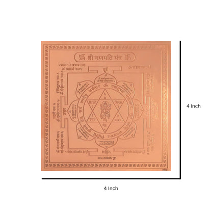Copper maha ganapathi yantra infographic summarising visible product features