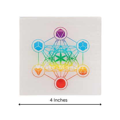 Hexagon selenite plate in a close product view on white