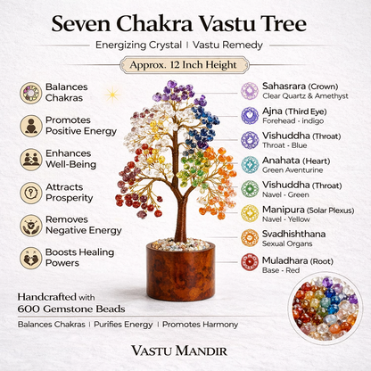 7 Chakra Crystal Tree – Vastu Remedy for Energy Alignment | Chakra Balance & Harmony | 600 Beads | 12 Inch
