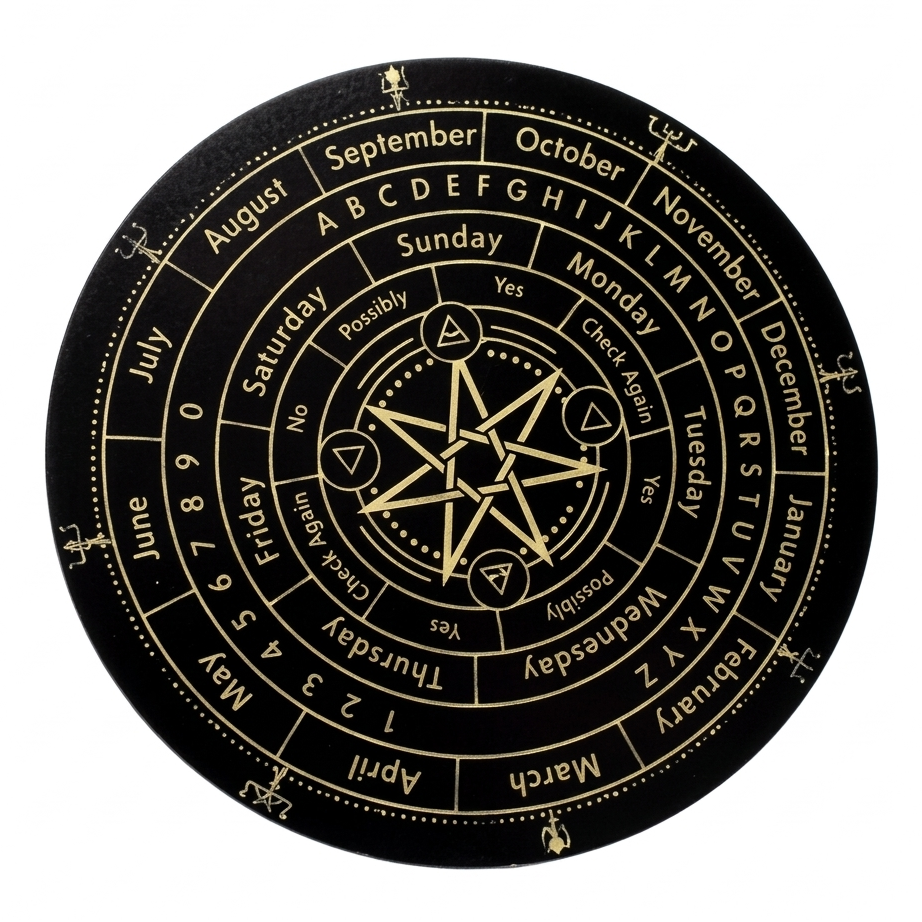Black Seven Star dowsing board isolated on a white background