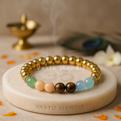 Career-themed crystal bracelet shown with a hand in a lifestyle photograph