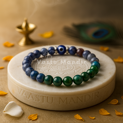 Pisces zodiac crystal bracelet shown in a second hand-held product view