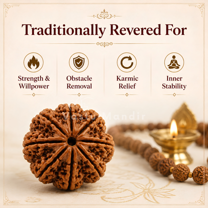 Verified 8 Mukhi Rudraksha – Vastu Remedy for Obstacle Removal & Ganesha Blessings | Ideal for Main Entrance Protection