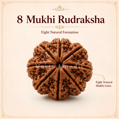 Verified 8 Mukhi Rudraksha – Vastu Remedy for Obstacle Removal & Ganesha Blessings | Ideal for Main Entrance Protection