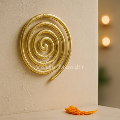 Brass spiral helix shown from a second wall-mounted view