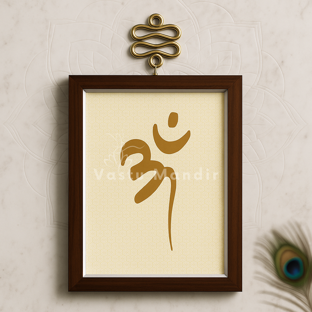Om symbol wall art displayed on a wall in an interior setting