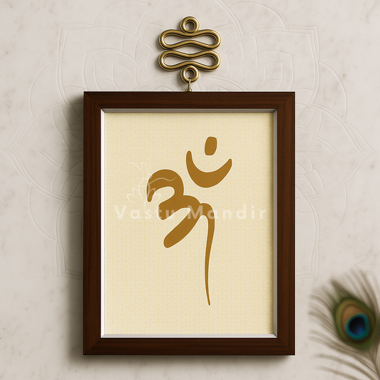 Om symbol wall art displayed on a wall in an interior setting