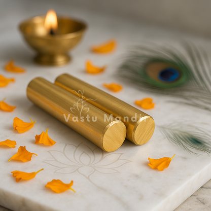 Three brass round studs shown from a second lifestyle angle