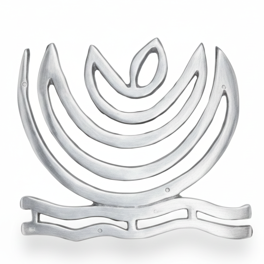 Aluminium curved helix set with separate base pieces on a clean white background