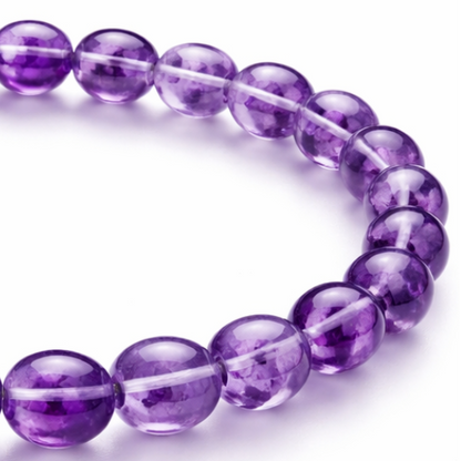 Close-up of an amethyst hydro bracelet on a white background