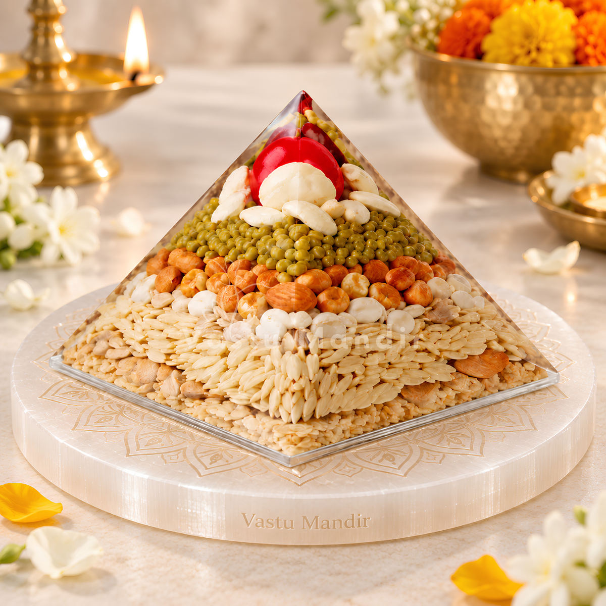 Annapurna Pyramid Vastu Remedy for Prosperity, Abundance and Wastage Control for Kitchen, Home Stability and Nourishment Energy Balance | 8 cm | 140 g