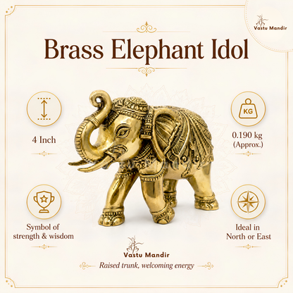 4-inch royal brass elephant figurine dimension and weight infographic for the 4-inch figurine