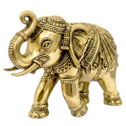 4-inch royal brass elephant figurine alternate full-length view isolated on white background