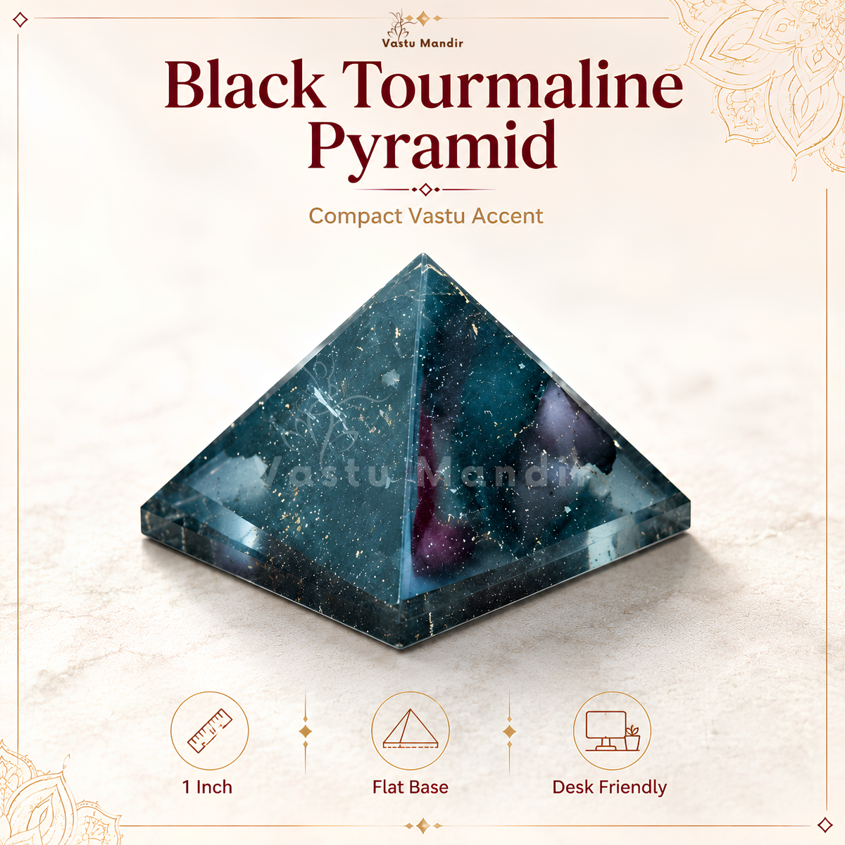 Black Tourmaline Orgone Pyramid, orgonite – close product view highlighting material texture