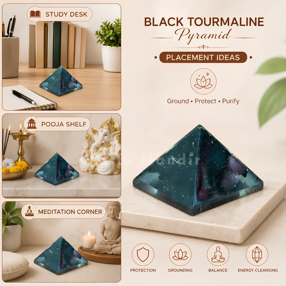 Black Tourmaline Orgone Pyramid, orgonite – final gallery view of the pyramid design