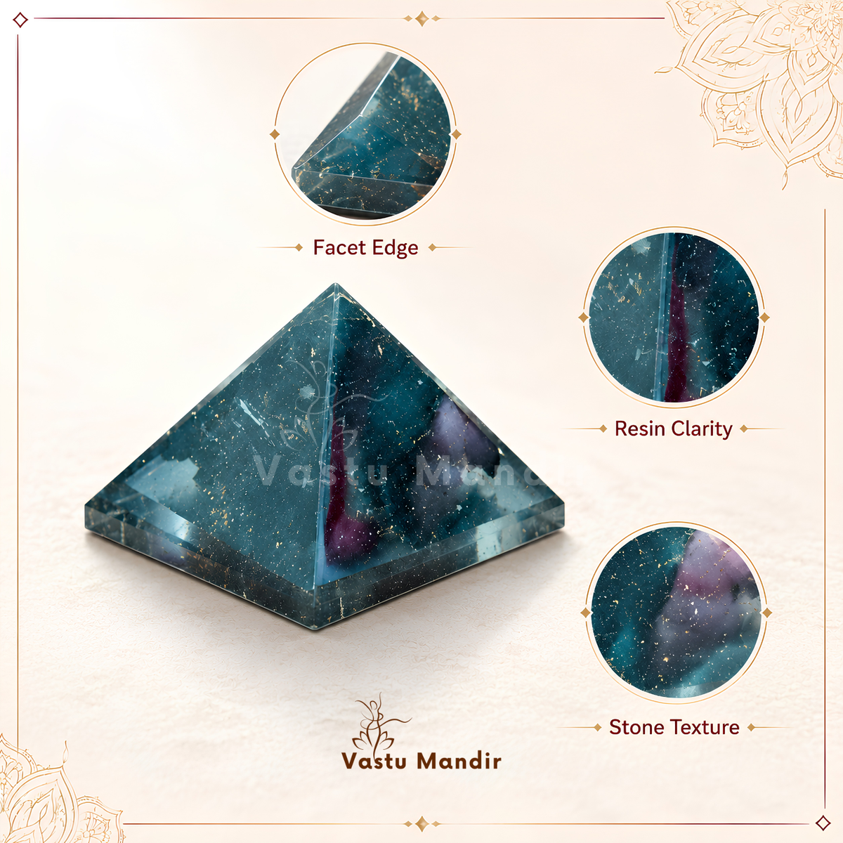 Black Tourmaline Orgone Pyramid, orgonite – close-up showing the surface finish and edges