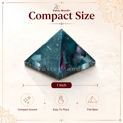 Black Tourmaline Orgone Pyramid, orgonite – detail view of the base and layered construction