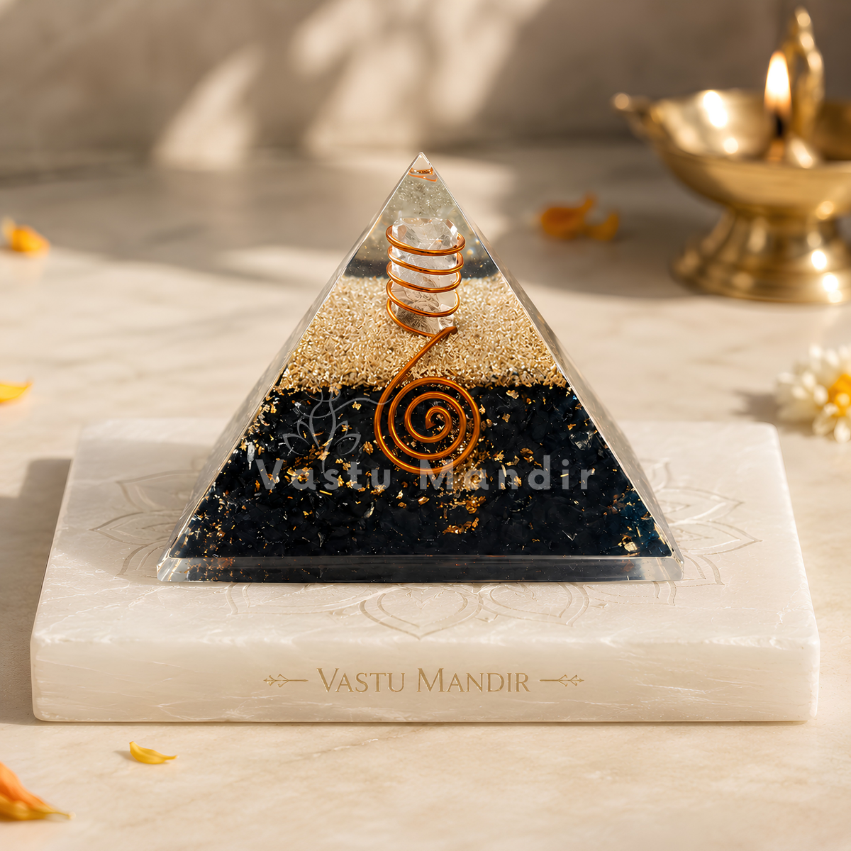 Black Tourmaline Protection Pyramid Vastu Remedy for Vastu Dosh Correction, Negative Energy Removal and Aura Shielding for Home and Office Spaces | 6.5 cm | 150 g