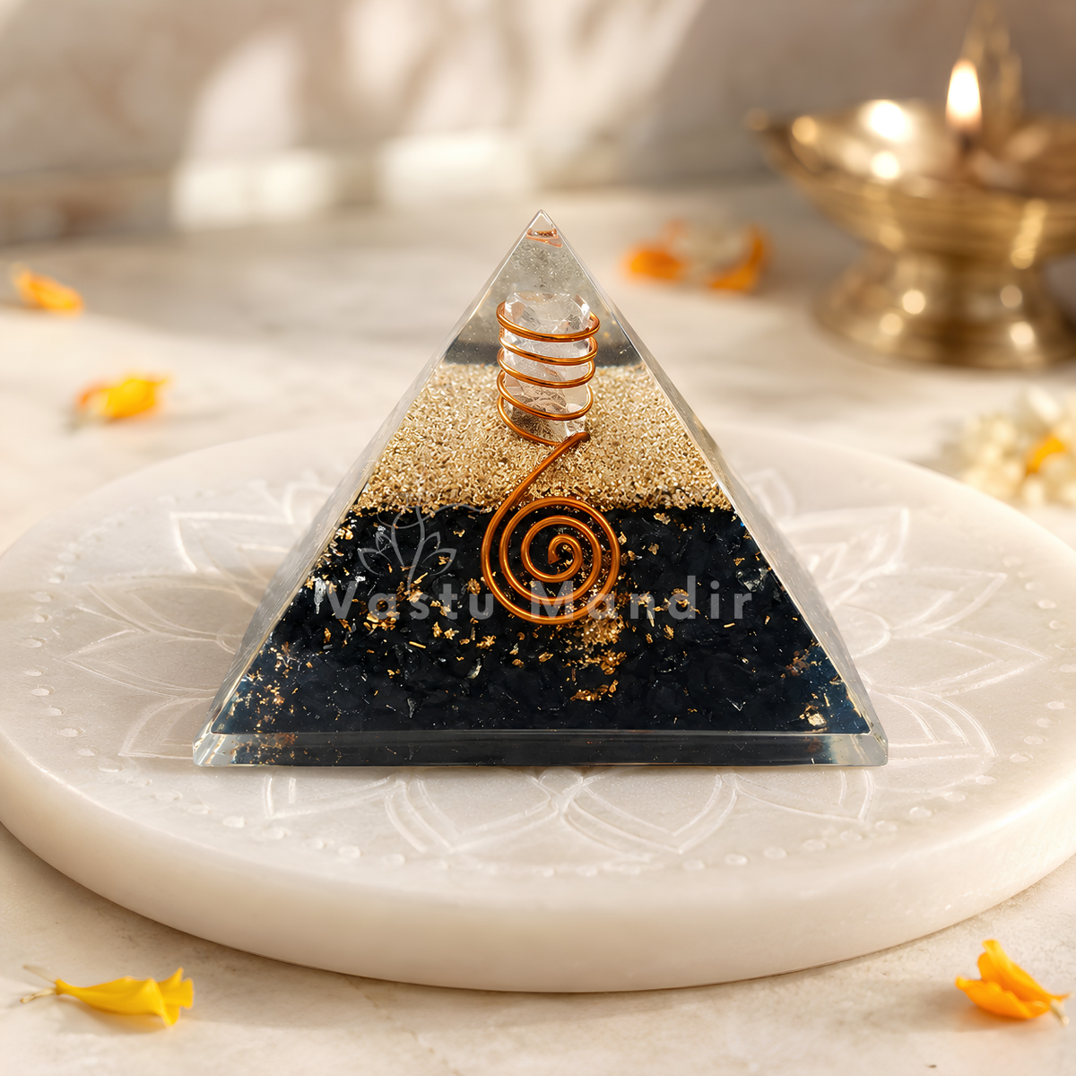 Black Tourmaline Protection Pyramid Vastu Remedy for Vastu Dosh Correction, Negative Energy Removal and Aura Shielding for Home and Office Spaces | 6.5 cm | 150 g