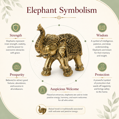 2-inch royal brass elephant figurine left-side view isolated on white background