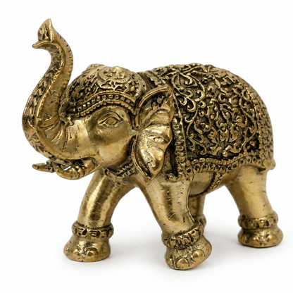 2-inch royal brass elephant figurine front view isolated on white background