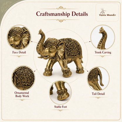 2-inch royal brass elephant figurine dimension infographic showing the compact 2-inch form