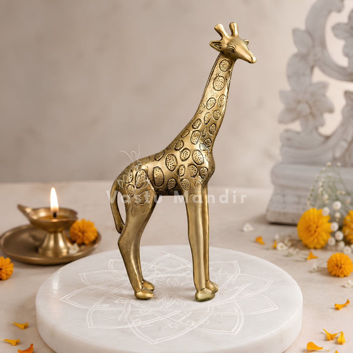 Brass Giraffe Idol Vastu Remedy for Growth, Vision and Long Term Progress for Home and Office | 8 x 23 cm | 950 gm