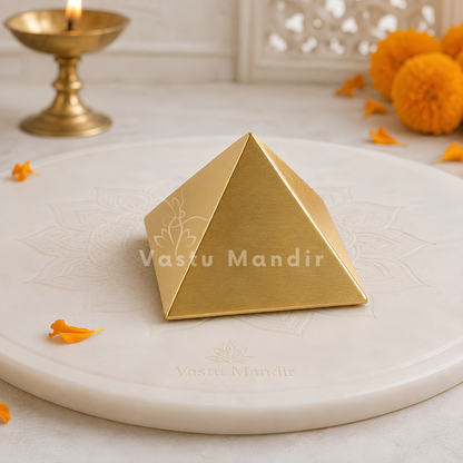 Hollow Brass Pyramid Vastu Remedy for Energy Correction, Space Balance and Spiritual Harmony for Home, Office and Healing Use | 7.6 cm | 160 g