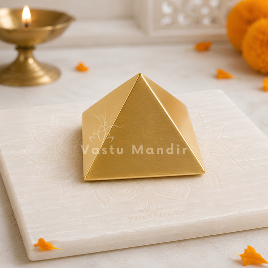 Hollow Brass Pyramid Vastu Remedy for Energy Correction, Space Balance and Spiritual Harmony for Home, Office and Healing Use | 7.6 cm | 160 g