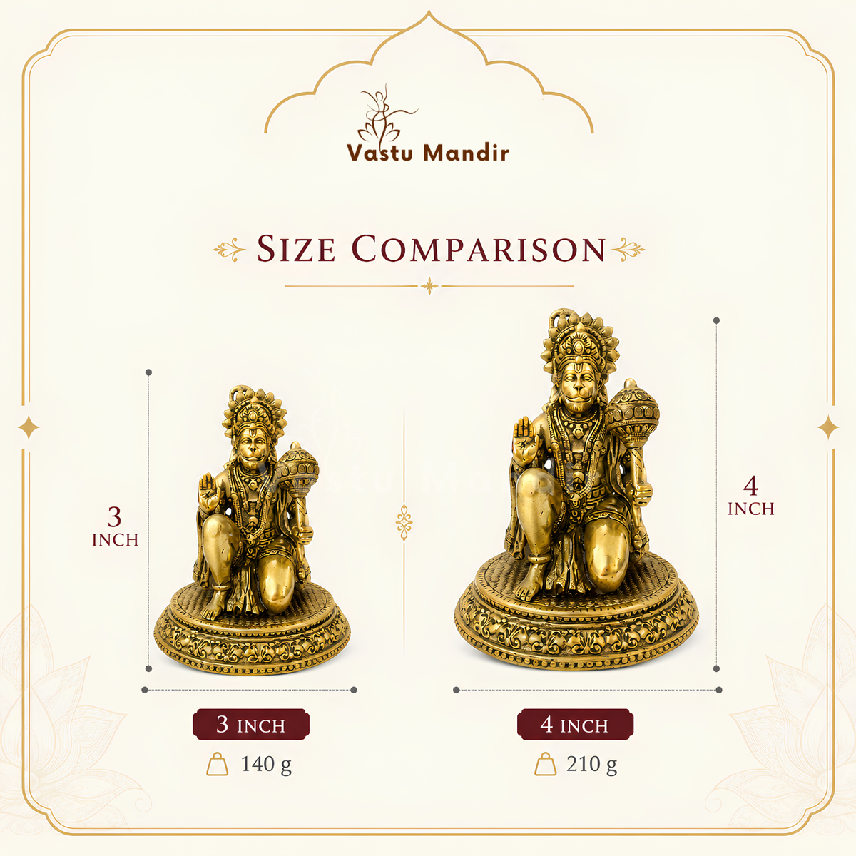 Hanuman Ji brass idol size comparison of the available Hanuman Ji idols