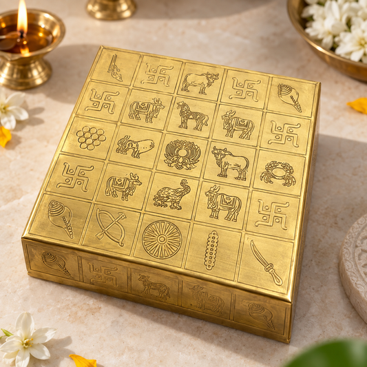 Brass Manjusha Yantra Box without Partition | Vastu Remedy for Brahmasthan & Energy Balancing | 5 & 9 Inch
