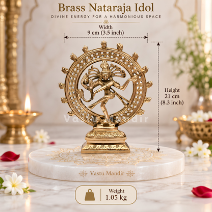 Brass Nataraja Idol Vastu Remedy for Creative Energy, Spiritual Balance and Cosmic Harmony for Home Temple, Office and Living Room Decor | 9 x 21 cm | 1.05 kg