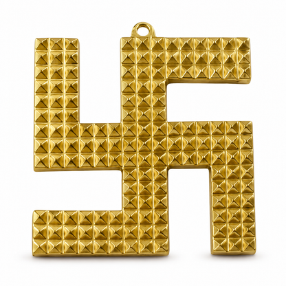 Full brass pyramid swastik product image on a clean background