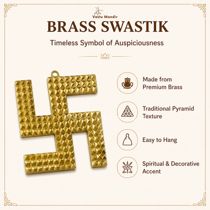 Brass pyramid swastik shown for wall or entrance placement