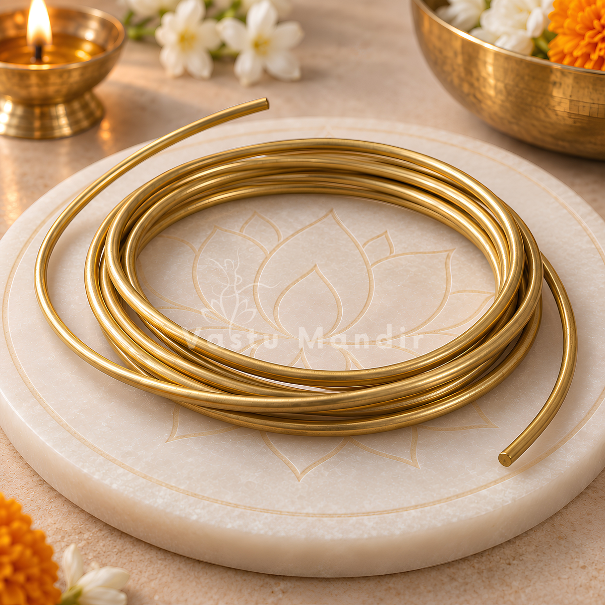 Pure Brass Wire – Vastu Remedy for South-West Stability & Relationship Balance | Ideal for Financial Thresholds | 2 & 4 mm Diameter