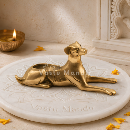 Brass Dog Idol Vastu Remedy for Protection, Loyalty and Security Energy for Home and Office | 11.5 x 23 cm | 0.990 kg
