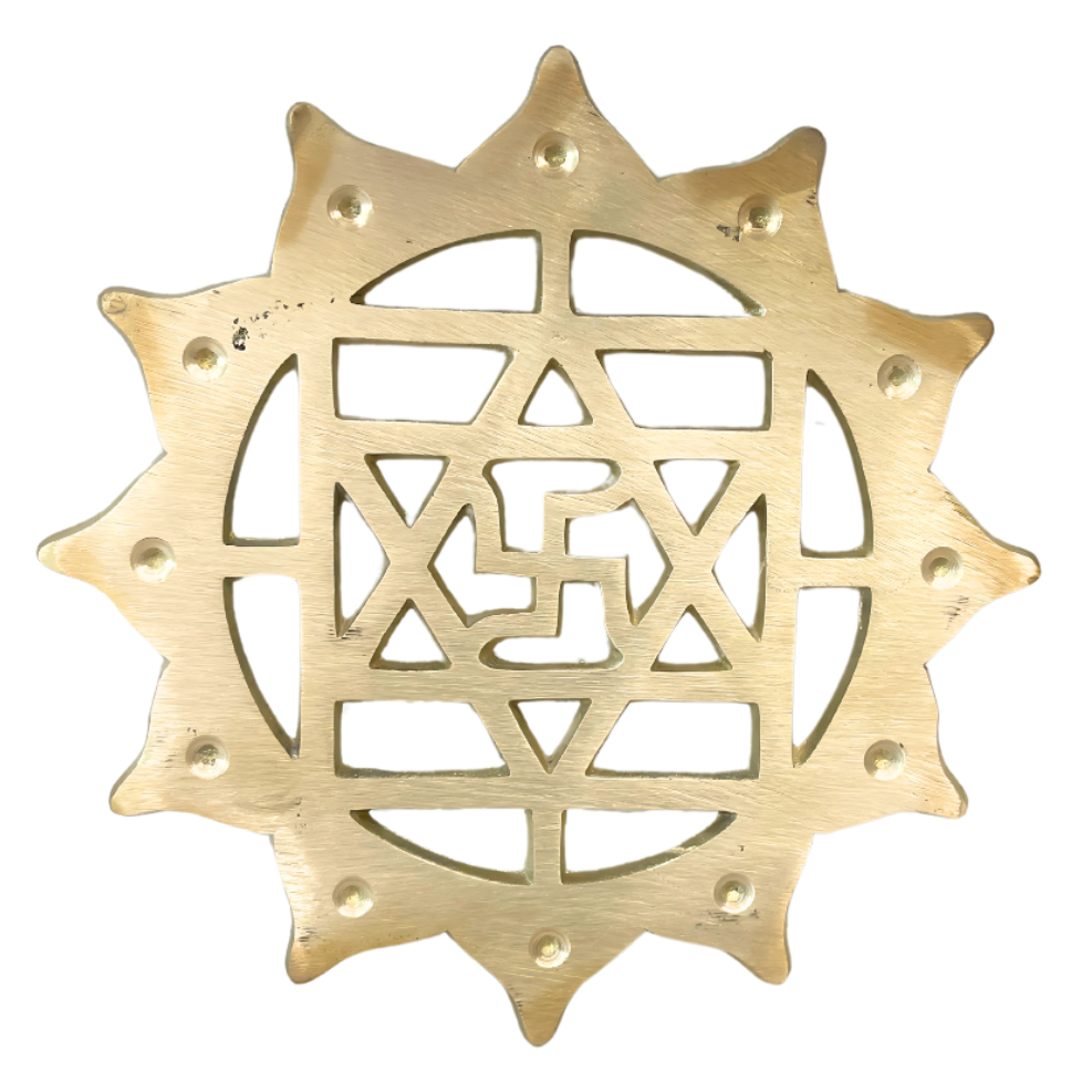 Brass Swastik (Kamal Satya) on a white background