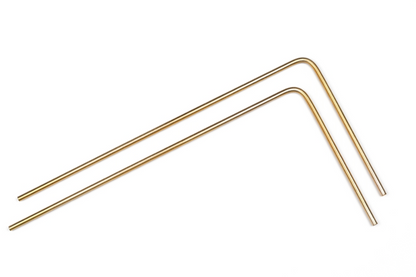 Plain brass dowsing rod pair shown in full L shape on white