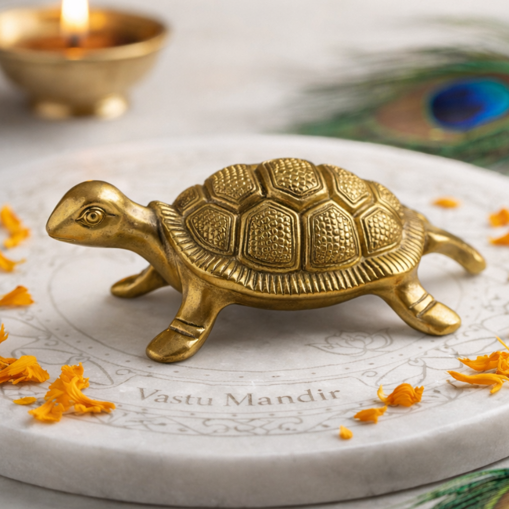 Brass Tortoise/Turtle | 4 Inch 
on a white plate with decorative elements