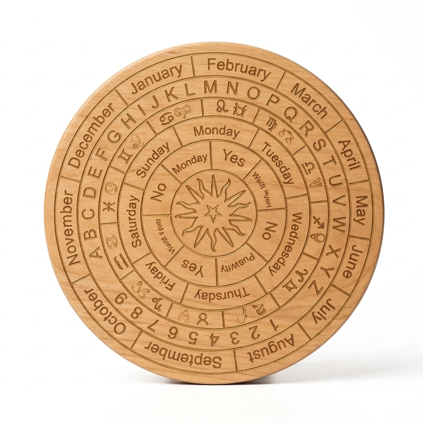 Light brown astrological dowsing board isolated on a white background