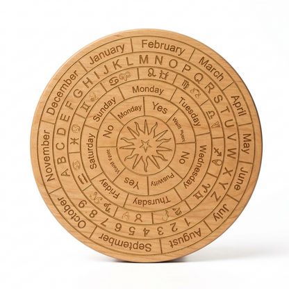 Light brown astrological dowsing board isolated on a white background