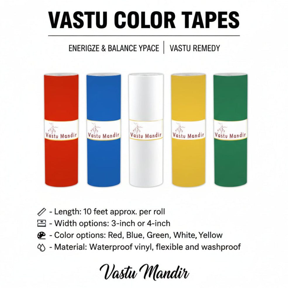 Multicolor Vastu color tape set infographic summarising visible product features