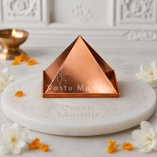 Hollow Copper Pyramid Vastu Remedy for Energy Correction, Space Purification and Healing Balance for Home, Office and Meditation Use | 7.6 cm | 160 g