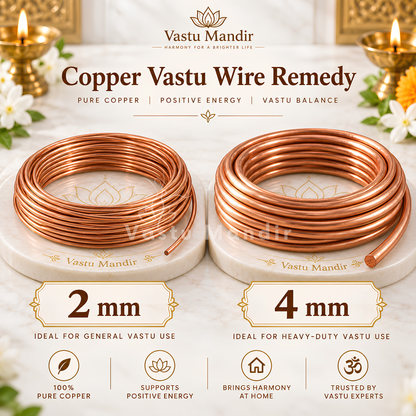 Pure Copper Wire – Vastu Remedy for South-East Fire Zone & Main Door Conduction | Ideal for Plot & Toilet Blocking | 2 & 4 mm Diameter
