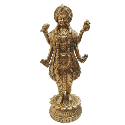 Brass Dhanvantri idol front view isolated on white background