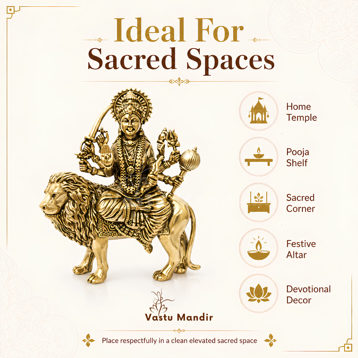 Durga Mata Ji brass idol multiple angle comparison on a neutral background