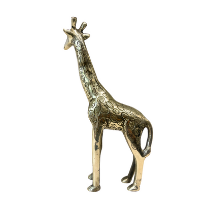 Brass giraffe idol right-side three-quarter view isolated on white background