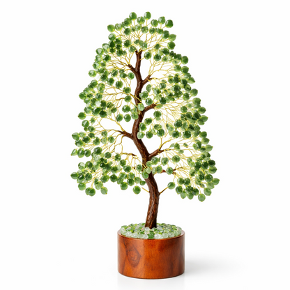 Green Aventurine Vastu Tree on a white background