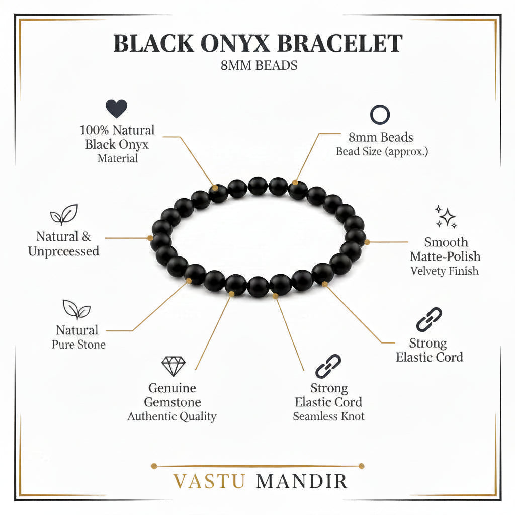Natural Black Onyx Crystal Bracelet on a white background